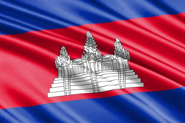 Beau Drapeau Agitation Coloré Cambodge — Photo