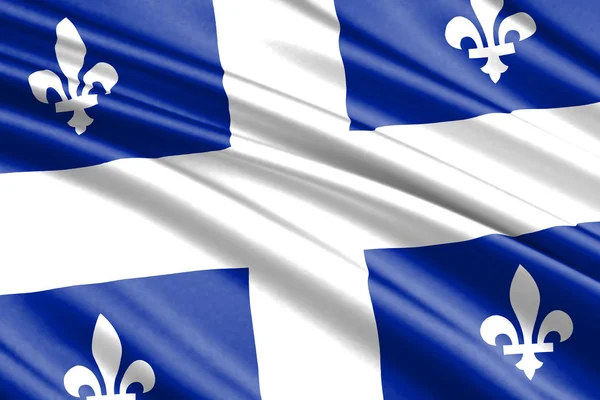 Schöne Bunte Schwenkende Flagge Der Provinz Quebec Kanada — Stockfoto