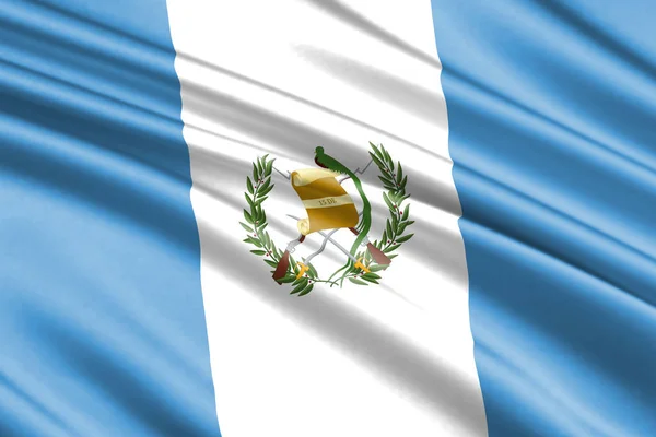 Όμορφη Πολύχρωμα Κυματίζει Σημαία Της Γουατεμάλας — Φωτογραφία Αρχείου