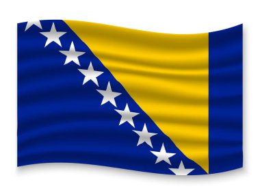 Bosna-Hersek beyaz arka plan, vektör, illüstrasyon izole güzel renkli dalgalanan bayrak