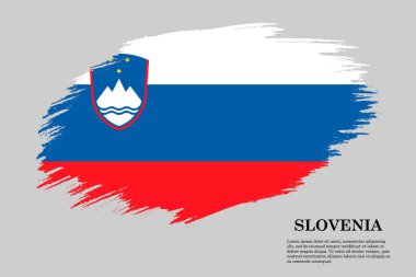 Grunge fırça konturu arka plan, vektör, resimde bayrak Slovenya, tarz