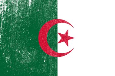 Cezayir, vektör, illüstrasyon grunge renkli bayrak 