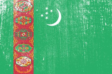Türkmenistan, vektör, illüstrasyon grunge renkli bayrak 