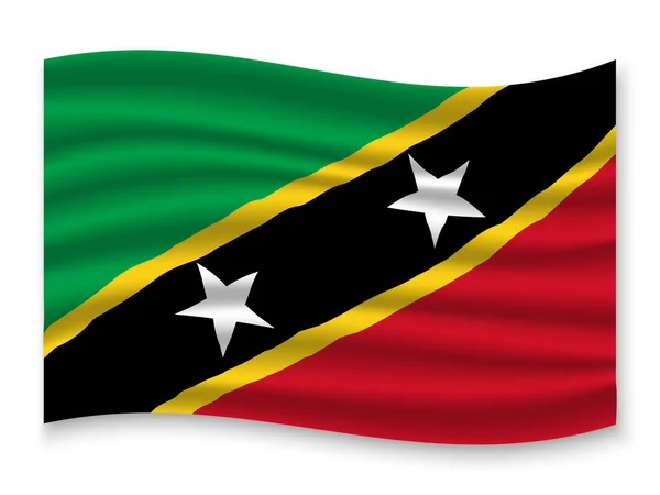 Mooie Kleurrijke Wapperende Vlag Van Saint Kitts Nevis Geïsoleerd Een — Stockvector