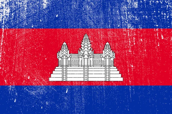 Grunge Drapeau Coloré Cambodge Vecteur Illustration — Image vectorielle
