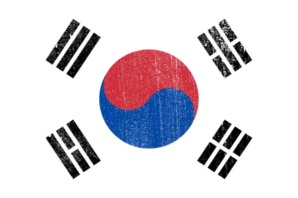 Güney Kore Vektör Illüstrasyon Grunge Renkli Bayrak — Stok Vektör