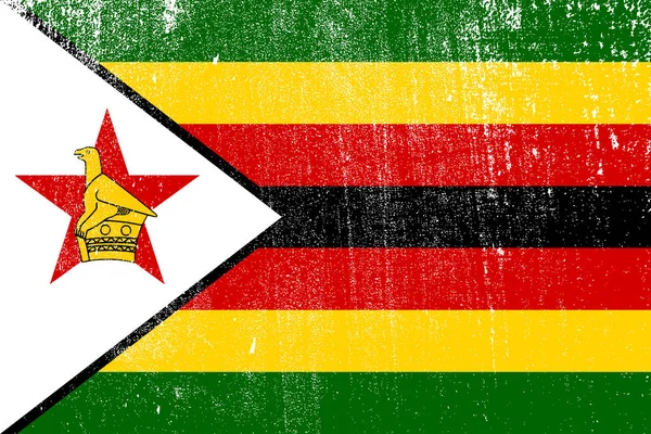 Grunge Barevná Vlajka Zimbabwe Vektor Ilustrace — Stockový vektor