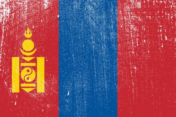 Grunge Warna Warni Bendera Mongolia Vektor Ilustrasi - Stok Vektor