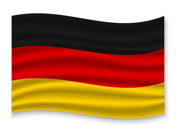 Όμορφη Πολύχρωμα Κυματίζει Σημαία Της Γερμανίας Που Απομονώνονται Λευκό Φόντο — Διανυσματικό Αρχείο