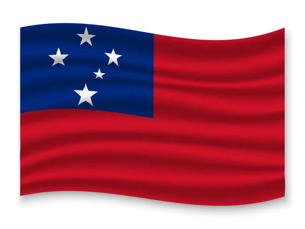 Hermosa Bandera Ondeante Colorido Samoa Aislado Sobre Fondo Blanco Vector — Archivo Imágenes Vectoriales