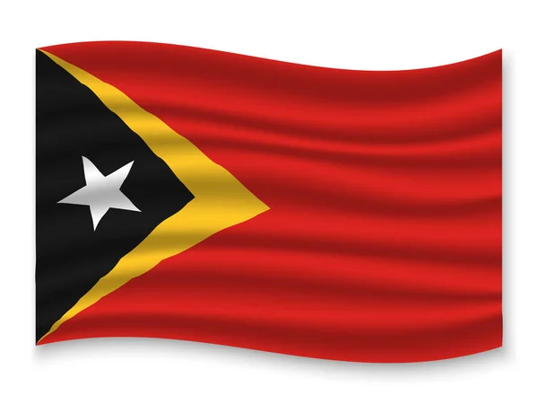 Mooie Kleurrijke Wapperende Vlag Van Oost Timor Geïsoleerd Een Witte — Stockvector
