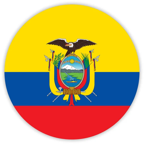 Bandera Colorida Redonda Ecuador Vector Ilustración — Vector de stock