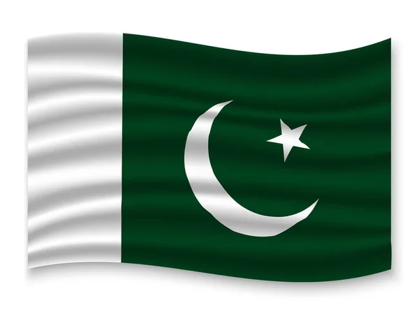 Hermosa Bandera Ondeante Colorido Pakistán Aislado Sobre Fondo Blanco Vector — Archivo Imágenes Vectoriales