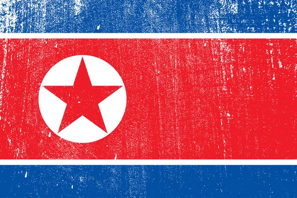 Grunge Bandeira Colorida Coreia Norte Vetor Ilustração —  Vetores de Stock