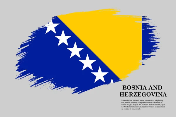 グランジ スタイルのボスニア ヘルツェゴビナの国旗は ブラシ ストロークの背景 ベクトル イラスト — ストックベクタ