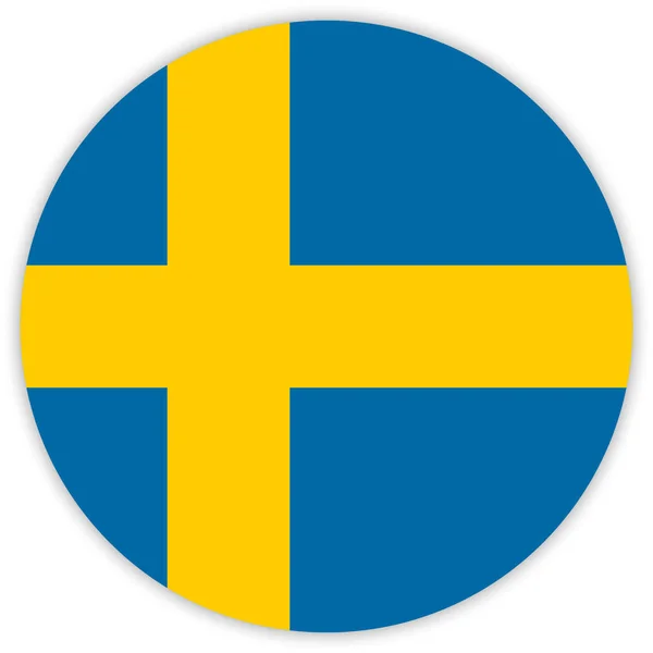Круглый Красочный Флаг Швеции Вектор Иллюстрация — стоковый вектор