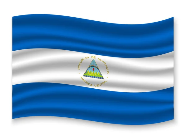 Vackra Färgglada Viftande Flagga Nicaragua Isolerad Vit Bakgrund Vektor Illustration — Stock vektor