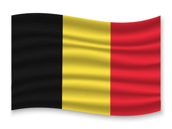 Beau Drapeau Agitation Coloré Belgique Isolé Sur Fond Blanc Vecteur — Image vectorielle