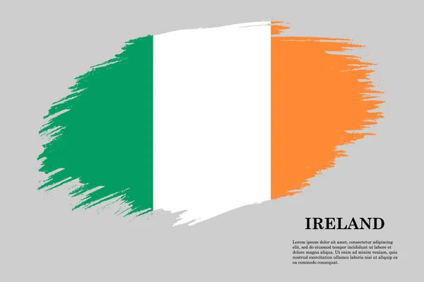 Grunge Styled Flag Ireland Brush Stroke Background Vector Illustration — Stock Vector