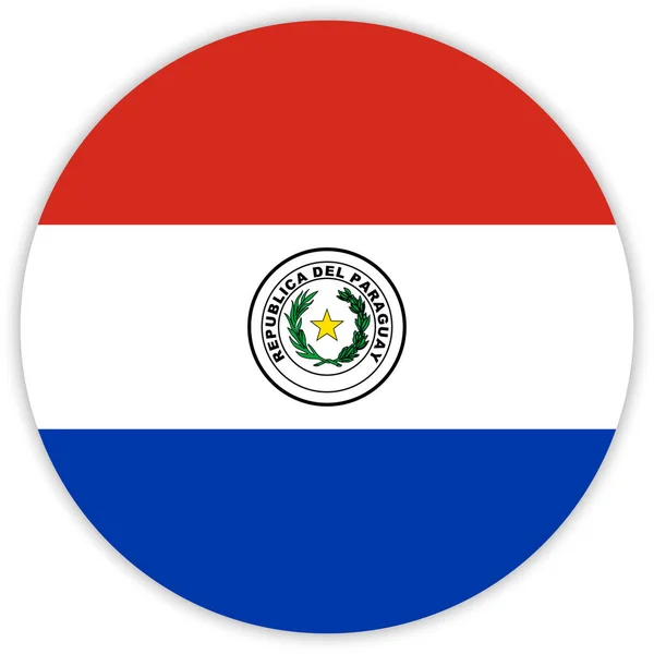 Bandera Redonda Colorida Paraguay Vector Ilustración — Archivo Imágenes Vectoriales