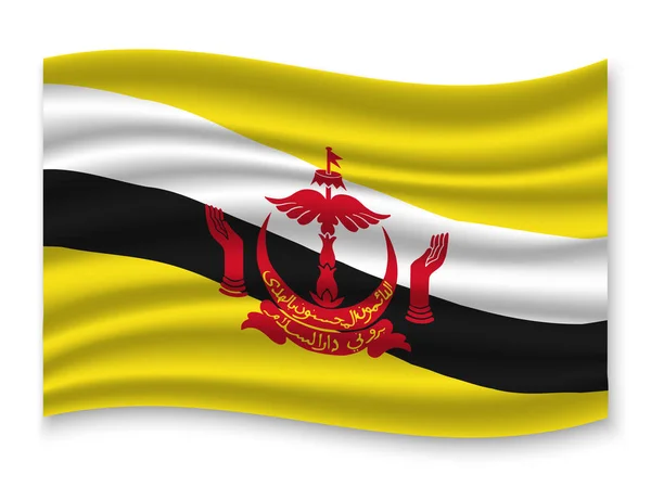 Bonito Colorido Acenando Bandeira Brunei Isolado Fundo Branco Vetor Ilustração — Vetor de Stock