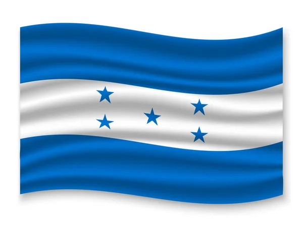 Gyönyörű Színes Hullámzó Zászlaja Honduras Elszigetelt Fehér Háttér Vektor Ábra — Stock Vector