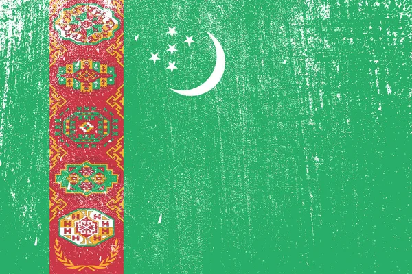 Türkmenistan, vektör, illüstrasyon grunge renkli bayrak 
