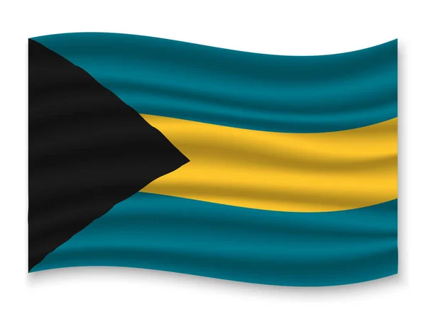 Krásné Barevné Vlající Vlajka Bahamy Izolovaných Bílém Pozadí Vektor Ilustrace — Stockový vektor