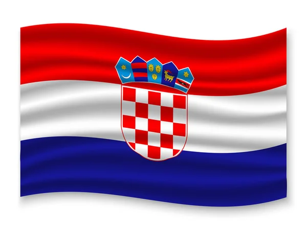 Beau Drapeau Agitant Coloré Croatie Isolé Sur Fond Blanc Vecteur — Image vectorielle