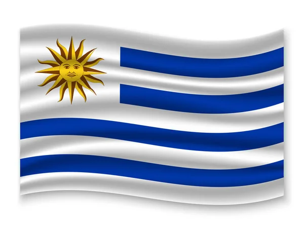 Bonito Colorido Acenando Bandeira Uruguai Isolado Fundo Branco Vetor Ilustração —  Vetores de Stock