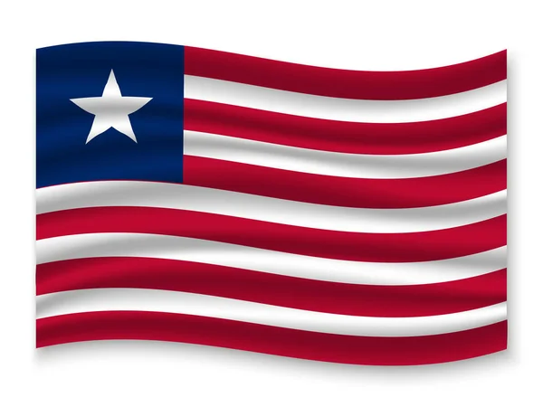 Красива Барвиста Розмахував Прапором Ліберії Ізольовані Білому Тлі Вектор Ілюстрація — стоковий вектор