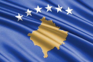 Kosova'nın güzel renkli dalgalanan bayrak