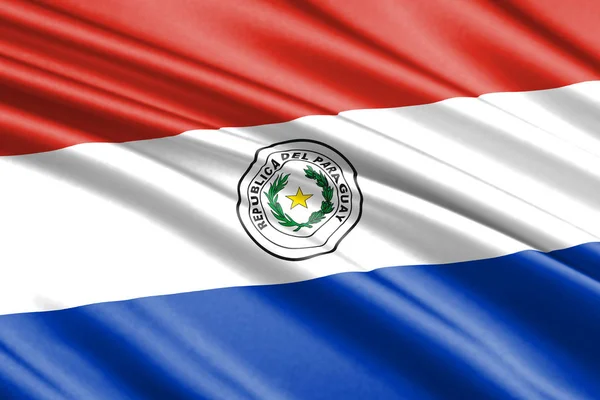 Красива Барвиста Розмахував Прапором Парагваю — стокове фото