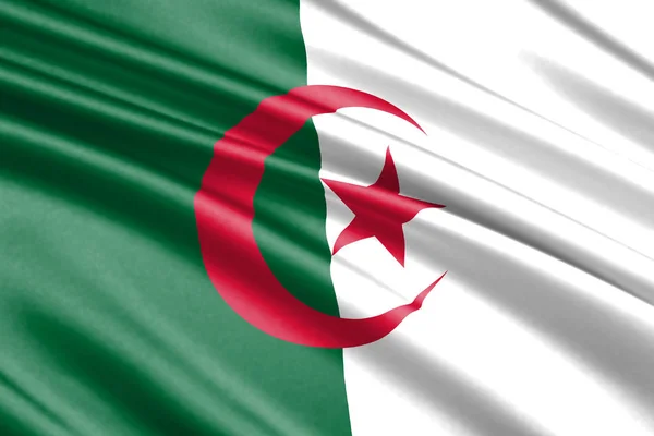 Güzel Renkli Dalgalanan Bayrak Cezayir — Stok fotoğraf