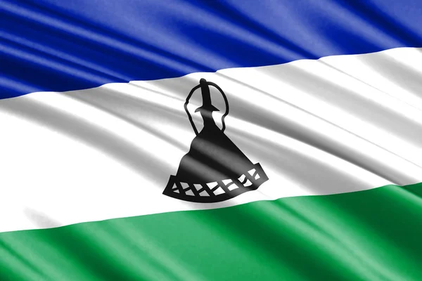 Lesotho Güzel Renkli Dalgalanan Bayrağı — Stok fotoğraf