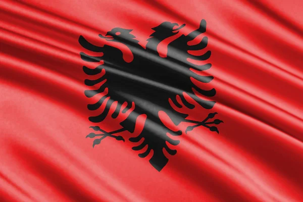 Hermosa Bandera Ondeante Colorido Albania —  Fotos de Stock