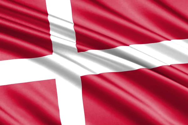 Schöne Bunte Schwenkende Flagge Von Dänemark — Stockfoto