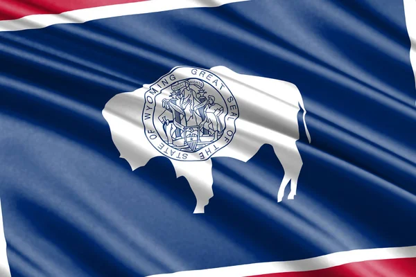 Hermosa Bandera Ondeando Colorido Del Estado Wyoming —  Fotos de Stock