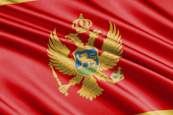 Mooie Kleurrijke Wapperende Vlag Van Montenegro — Stockfoto