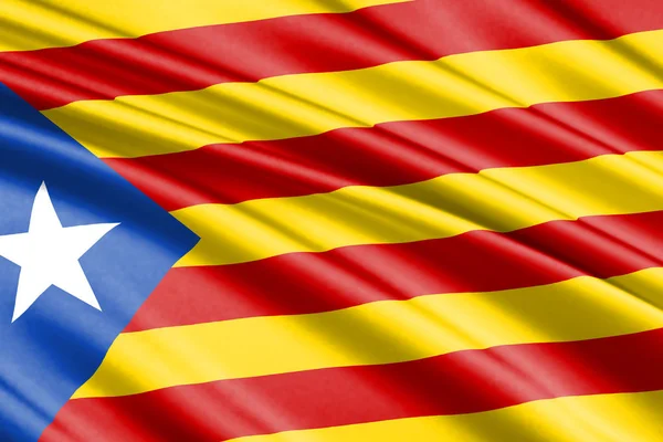 Bela Bandeira Acenar Colorido Catalunha Comunidade Autônoma Espanha — Fotografia de Stock