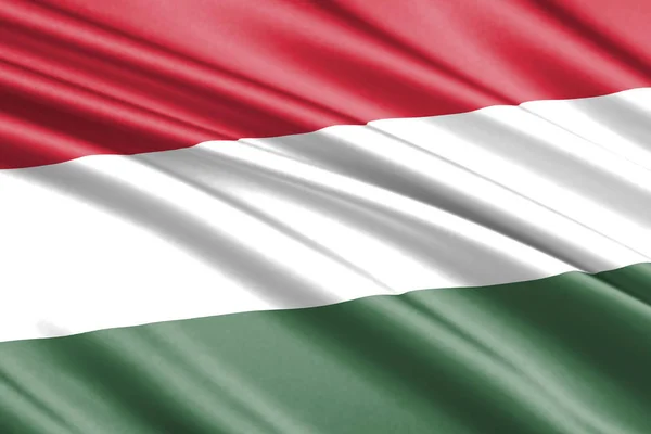 Beautiful Colorful Waving Flag Hungary — Stock Photo, Image