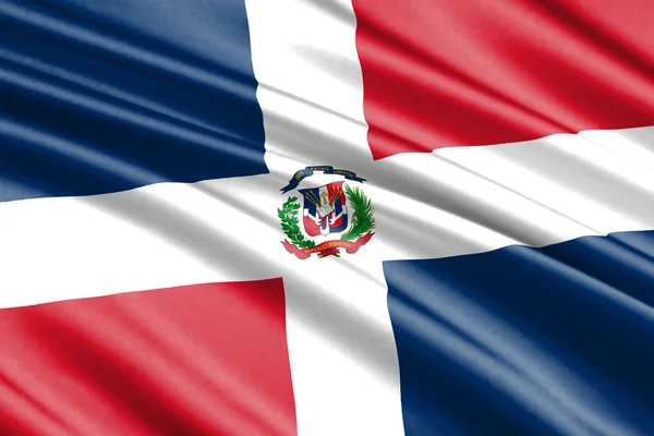 Hermosa Bandera Ondeante Colorido República Dominicana —  Fotos de Stock