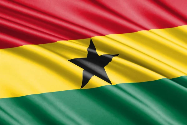 Krásné Barevné Vlající Vlajka Ghany — Stock fotografie