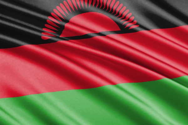 Hermosa Bandera Ondeando Colorido Malawi — Foto de Stock