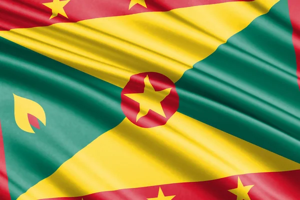 Vackra Färgglada Viftande Flagga Grenada — Stockfoto