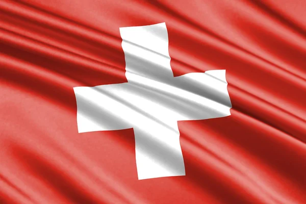 Vackra Färgglada Viftande Flagga Schweiz — Stockfoto