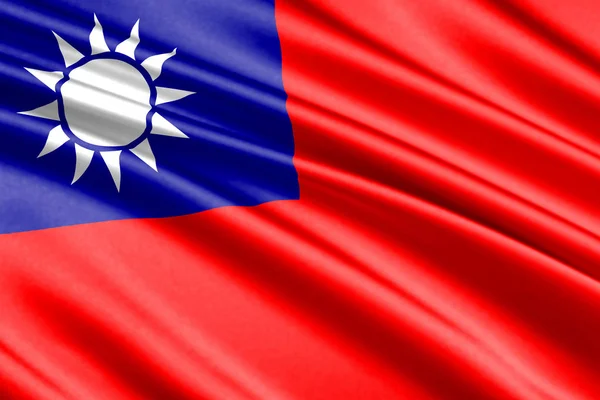 Tayvan Güzel Renkli Dalgalanan Bayrak — Stok fotoğraf