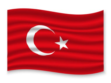 güzel renkli dalgalanan bayrak beyaz arka plan, vektör, illüstrasyon izole Türkiye'nin