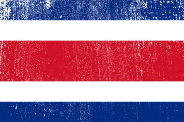 Kosta Rika, vektör, illüstrasyon grunge renkli bayrak 