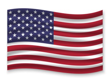 güzel renkli dalgalanan bayrak beyaz arka plan, vektör, illüstrasyon izole Amerika Birleşik Devletleri
